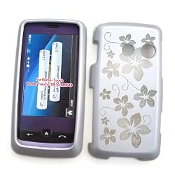 LG Rumor Touch LN510 (Sprint) Snap On Protector Hard Case "Aloha Flowers Silver" Design