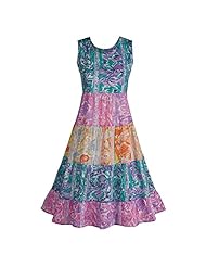 A-line Floral Print Cotton Sleeveless Summer  Dress