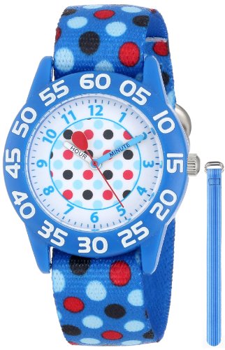 Red Balloon Kids' W001235 Interchangeable Strap Red Balloon Plastic Printed Stretch Nylon Watch Set