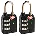 2 x High Security 3-Dial TSA Combination Luggage Locks With SEARCHCHECK (Black)