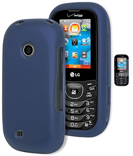 LG Cosmos 2, 3 Phone Case, Bastex Hard Rubberized Blue Snap On for LG Cosmos 2, 3 VN251**INCLUDES SCREEN PROTECTOR**