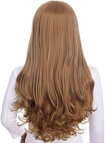 Daily Wig Lolita Harajuku Wig Cosplay Wig Maid Outfit Women Lovely Girls Long Curly Neat Bangs Wig (Khaki)