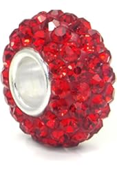 Red Crystal Ball Bead Sterling Silver Bracelet Charm