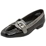 Annie Shoes Women's Mercedes Flat,Black Crinkle/Pewter Cinkle,9 M US