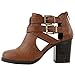 Room Of Fashion Ankle Bootie with Low Heel and Cut-Out Side Design Camel 9