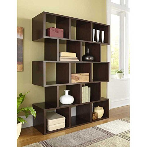 RB Spaces Bookcase 5 Shelf 13 Cubby Home Office Modern Contemporary Decorative Furniture (Espresso)