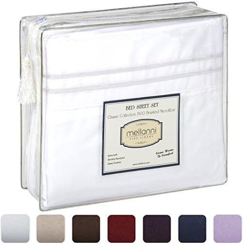 Mellanni Bed Sheets Bedding Set - HIGHEST QUALITY Brushed Microfiber 1500 Collection - Wrinkle, Fade, Stain Resistant - Hypoallergenic (Queen, White)