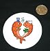 3" button / pin printed with married, fish, underwater, wedding