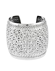 Sterling Silver Solid Floral Cuff Bangle Bracelet