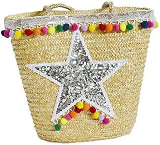 Match Girl Raffia Pompom-embellished Shoulder bag Straw Tote Handbag