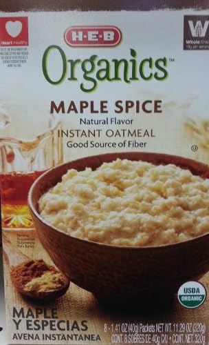 HEB Organics Instant Oatmeal 8-1.41 Oz Packets (Pack of 4) (Maple Spice)