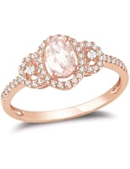 10k Rose Gold Accent Diamond and Morganite Ring (0.1784 Cttw, G-H Color, I2-I3 Clarity)
