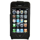 CrazyOnDigital Leather Protector Case with Belt Clip for Apple iPhone 4G - Black - Fits AT&T iPhone