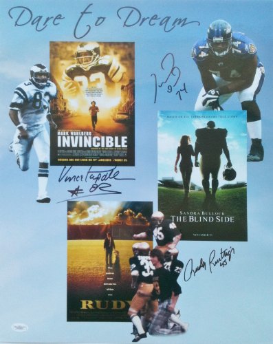 Michael Oher, Vince Papale, Rudy Ruettiger Autographed 16