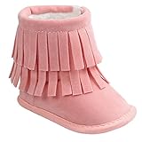 Happy Cherry 新生児靴 ベビー ブーツ 赤ちゃん シューズ ルームシューズ あったか 柔らか 出産祝い 誕生日 プレゼント タッセル ピンク 13cm