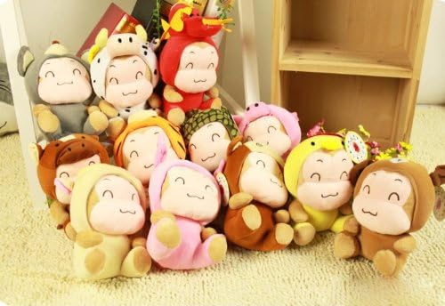 17cm Chinese Zodiac Hip Pop Monkey Plush Doll Plush Toy Birthday and Christmas Gifts (Random Color)