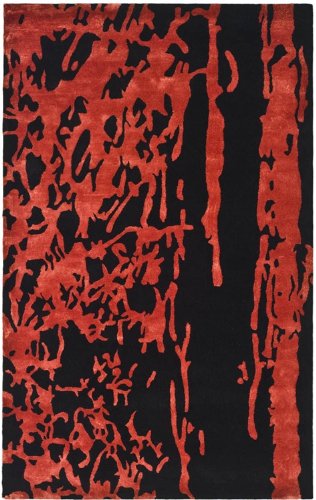 Safavieh Soho Collection SOH326B Handmade Black and Red New Zealand Wool Area Rug, 5-Feet by 8-Feet