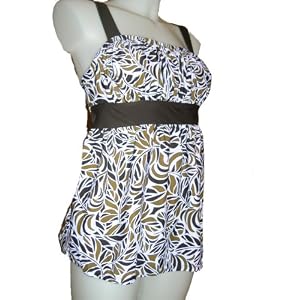 Womens Maternity Tankini Bikini Swimsuit, Olive/brown/white
