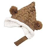 耳まであったか！ ベビー ボンボン とんがり ニットキャップ ニット帽 防寒 赤ちゃん キッズ 子供 冬 帽子