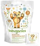 Babyganics Alcohol-Free, Hand Sanitizing Wipes, Mandarin, 75 Individual Packets, (Pack of 2, 150 Total Wipes)