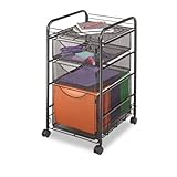 IMAGE OF Onyx Mesh File Cart with 1 File Drawer and 2 Small Drawers (5213BL)