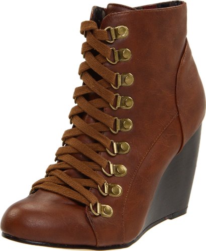 Madden Girl Womens Delaneyy Wedge Boot,Cognac Paris,10 M US