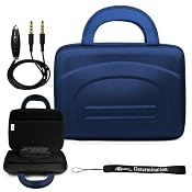 BLUE Durable Premium Travel Hard Nylon Carrying Case For Motorola Zoom Tablet (Compatible with All Models) + Includes a eBigValue (TM) Determination Hand Strap Key Chain + Includes a 3ft AUX (Auxiliary) Connector Cable with MIC and Mute Button
