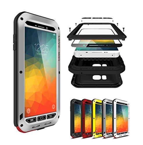 Note 5 Case,WEIER Shockproof Waterproof Dust/Dirt/Snow Proof Aluminum Metal Gorilla Glass Protection Case Cover for Samsung GALAXY Note 5 N920 (Silver)