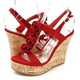 51pQrB05SLL. SL160  Roses! Cork Platform Wedge Heels RED Womens