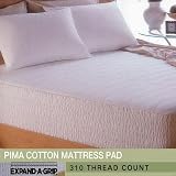 Sleepsations 310 Thread Count Pima Cotton Sateen Stripe Mattress Pad with 