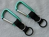 (2) Water Bottle Holders W/ Green Aluminum Carabiner Attachments