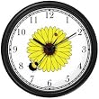 Bee & Ladybug or Lady Bug on Black Eyed Susan Flower - Bee or Bumblebee - JP Wall Clock by WatchBuddy Timepieces (Black Frame)