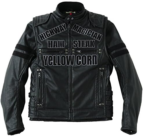 Yellow corn Winter fake leather jacket highway magician Ham stake YB-4311 BLACK-BLACK / L YB-4311
