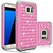 Galaxy S7 Edge Case, EC Hybrid Dual Layer Diamond Studded Bling Crystal Rhinestone Protective Case Cover for Samsung Galaxy S7 Edge (Pink+Grey)