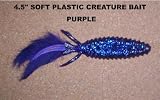 4.5 Soft Plastic Creature Bait - Purple (8 Pack) Various Tail Colors