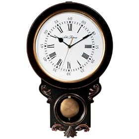Seth Thomas Granville White Dial Stained Black Antiqued Wood Case with Pendulum Wall Clock