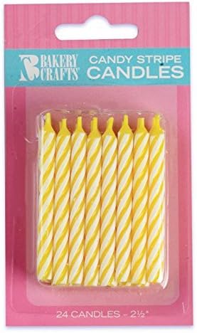 Yellow Stripe Birthday Candles (24) by Jack2400