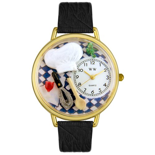 Whimsical Watches Unisex G0310002 Chef Black Leather Watch