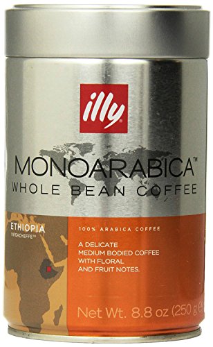 Illy MonoArabica Whole Bean Coffee Ethiopia Medium-bodied Coffee, 8.8oz Tin