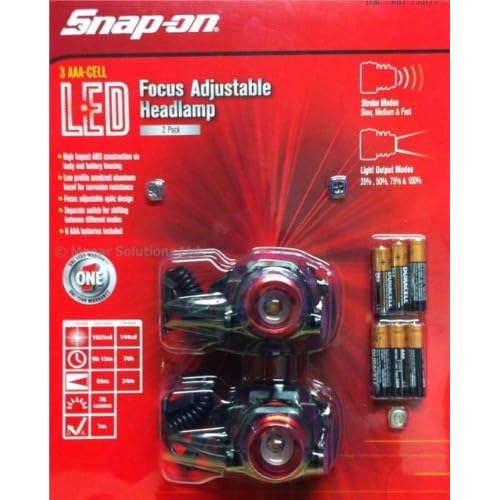 Snap On LED Focus Adjustable Headlamp 2 PACK Head Lamp RED