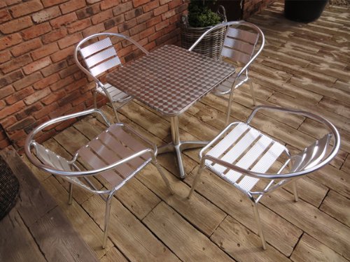 Garden Furniture Centre - Bistro Aluminium 4X Chair & 60Cm Sq Table Set top Bistro sets Garden Furniture Centre - Bistro Aluminium 4X Chair & 60Cm Sq Table Set picture