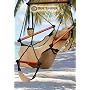 New Deluxe Tan Sky Air Chair Swing Hanging Hammock Chair W/ Pillow & Drink Holder