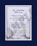 "For Grandma with Love" Touching 8x10 Poem, Double-matted in Dark Blue Over White and Enhanced with Watercolor Graphics.