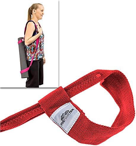 Yoga Mat Strap for carrying Yoga Mats of any kind &amp; size. Replaces Yoga Mat bags and prevents bacteria growth (Lifetime Warranty &amp; Money Back Guarantee Included) - FiveFourTen - Red