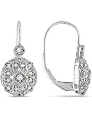 10k White Gold Diamond LeverBack Earrings (0.125 Cttw, G-H Color, I1-I2 Clarity)