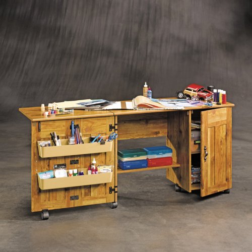 Sewing & Craft Cart/Table with Drop Leaf, Bishop Pine