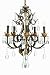 Lite Source C790 Stedim 5-Lite Chandelier, Antique Bronze with Prism Crystals