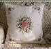 Hand Ribbon Embroided Pink Roses Cushion Cover/Pillow