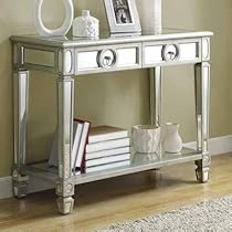 Big Sale Monarch Specialties Length Sofa Console Table with 2-Drawer, 38-Inch, Mirrored