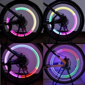 LED Valve Cap Light Safety Lamp Wheel Tyre Spoke Tire Warning Light - For All Standard Spoked Wheels - Riding Motorcycle Cycling Mountain Bike Bicycle